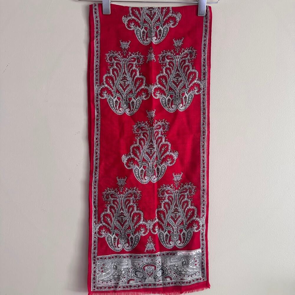 Oscar De La Renta Red Paisley Scarf